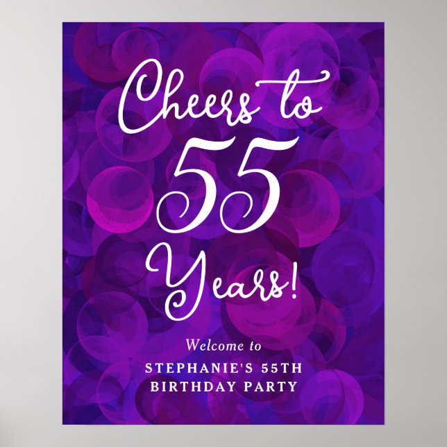 Poster Elégant violet encourage à 55 ans 55e anniversaire (Devant)