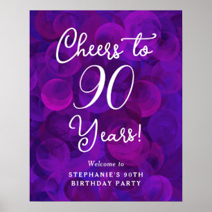 Poster Elégant violet encourage à 90 ans 90e anniversaire