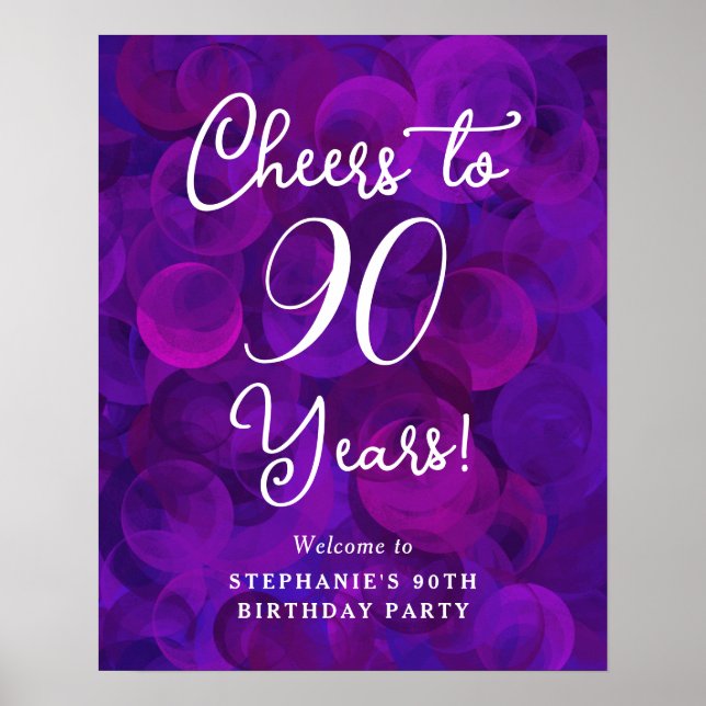 Poster Elégant violet encourage à 90 ans 90e anniversaire (Devant)