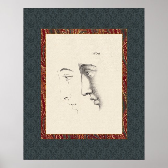 Poster Elégant visage masculin classique en profil Vieux  (Devant)