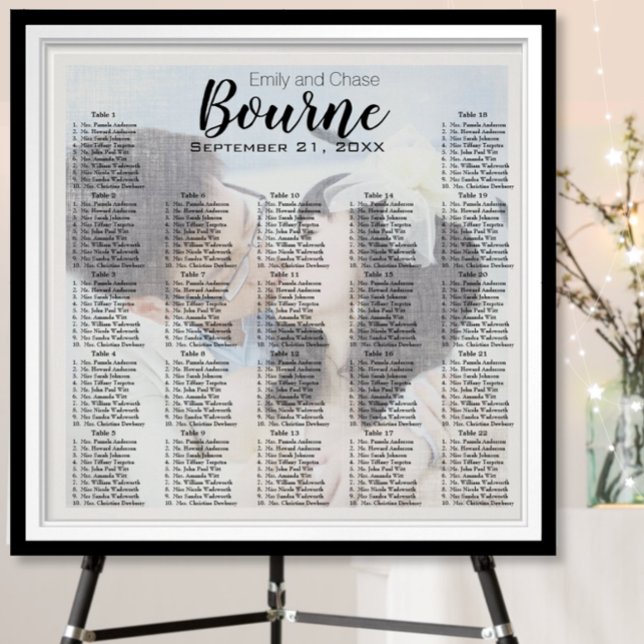 Poster Élégant votre photo ici Mariage Seating Chart (To view pricing for frames and mats, choose your options please.)