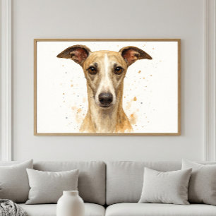 Poster Elégant Whippet Aquarelle Portrait