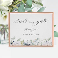 Elegant White and Blue Floral Cards & Venin Sign