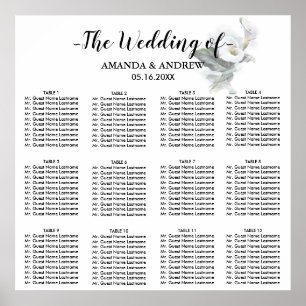 Poster Elegant White Calla Lily Wedding Seating Chart