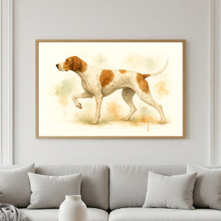 Poster Elégante aquarelle anglaise Pointer Dog