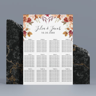 Poster Elégante aquarelle d'automne Mariage Floral