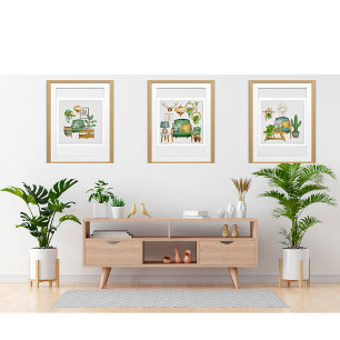 Poster Elégante aquarelle du jardin de Cactus