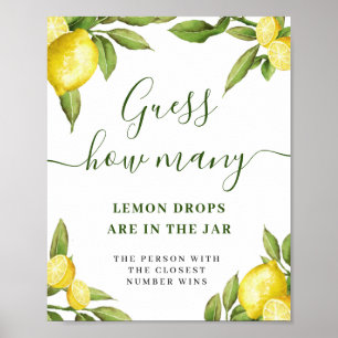 Poster Elégante aquarelle Fête des mariées citron