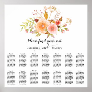 Poster Elégante aquarelle Floral Folial Folial Seating Ch