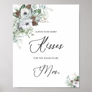 Poster Elégante aquarelle hiver Anémones fleurs nuptiale