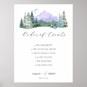 Poster Elégante aquarelle Montagnes Mariage