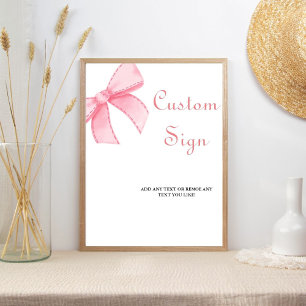 Poster Élégante aquarelle rose Bow douche de la mariée Si