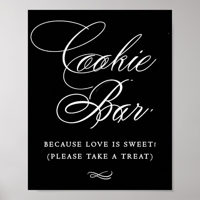Poster Élégante barre de biscuits Calligraphie blanche |  (Devant)