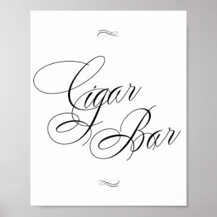 Poster Élégante barre de Cigar Calligraphie noire Table