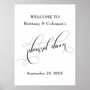 Poster Élégante bienvenue au panneau du dîner de répétiti