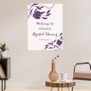 Poster Élégante Bienvenue Mariage Paisley Violet