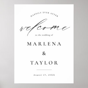 Poster Élégante calligraphie Accueil Mariage simple