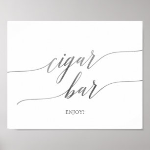 Poster Élégante Calligraphie Argent Barre de Cigar Horizo