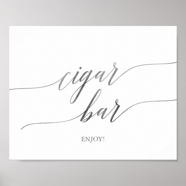 Poster Élégante Calligraphie Argent Barre de Cigar Horizo (Devant)