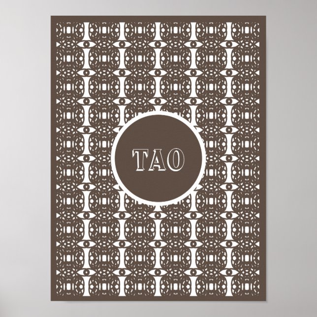 Poster Élégante calligraphie de Tao Brown et blanc (Devant)