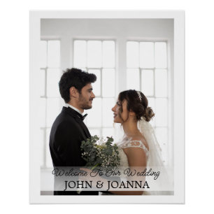 Poster Élégante calligraphie Deux Mariages photo Signet B