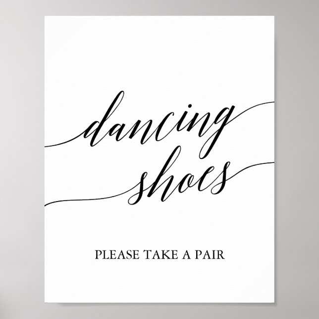 Poster Élégante calligraphie noire Chaussures de danse (Devant)