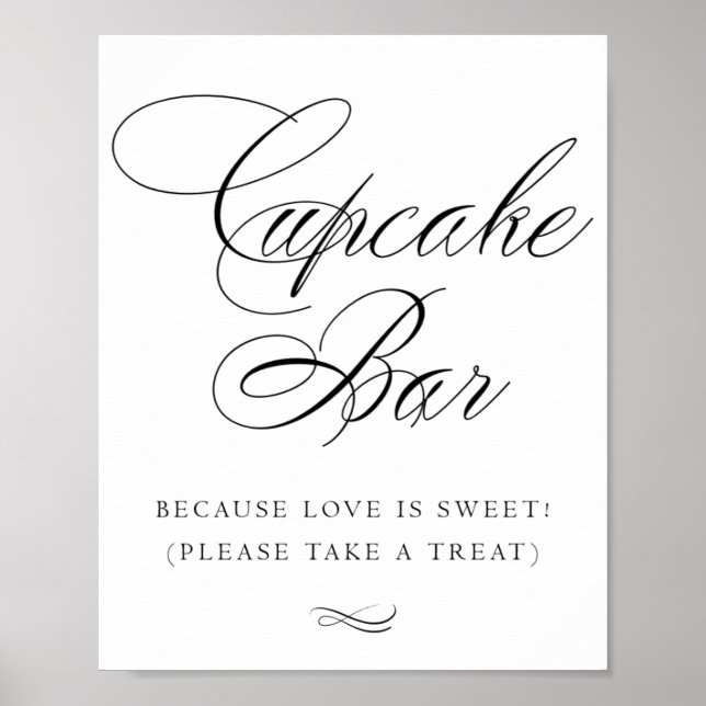 Poster Élégante Calligraphie noire de la barre de Cupcake (Devant)