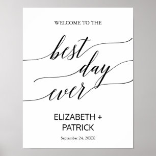 Poster Élégante calligraphie noire Le meilleur signe du j