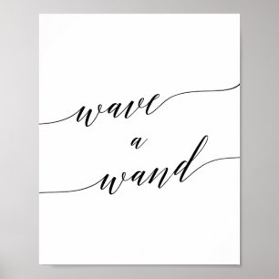 Poster Élégante calligraphie noire Vague une baguette