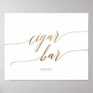 Poster Élégante Calligraphie Or Barre de Cigar Horizontal