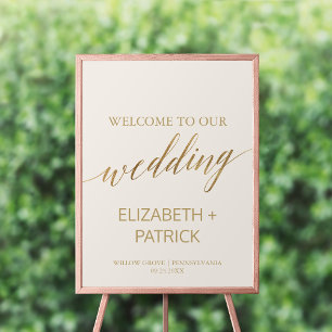 Poster Élégante calligraphie Or Bienvenue au Mariage iv