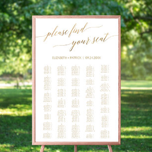 Poster Élégante calligraphie Or Grande carte de 200 place