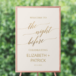 Poster Élégante calligraphie Or Ivory La Nuit Avant