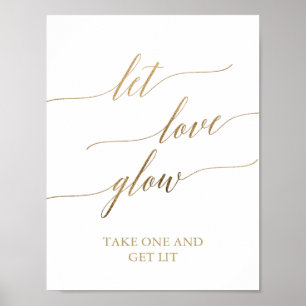 Poster Élégante calligraphie Or laisser l'amour signe lum
