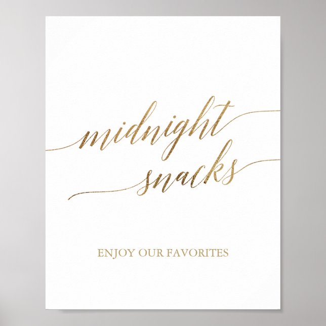 Poster Élégante calligraphie Or Minuit Snacks Signal (Devant)