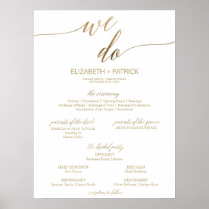 Poster Élégante Calligraphie Or Nous faisons Mariage Prog