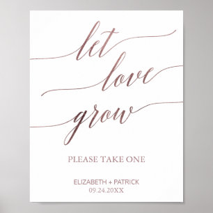 Poster Élégante calligraphie or Rose laisser l'amour gran