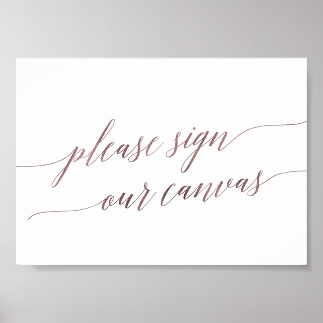 Poster Élégante calligraphie or Rose Signale Notre Toile (Devant)
