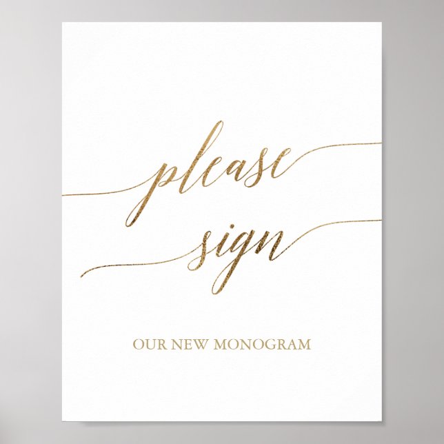 Poster Élégante calligraphie Or S'il vous plaît Signer Po (Devant)