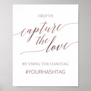 Poster Élégante Calligraphie Rose Or Capturer L'Amour
