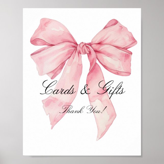 Poster Élégante carte-cadeau et carte-mère rose (Devant)