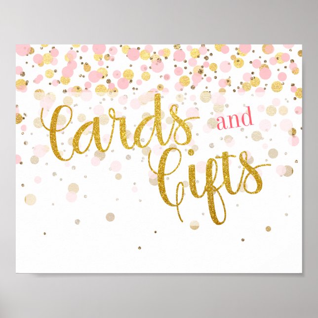 Poster Élégante Carte Confetti Pink Or moderne Cadeaux Si (Devant)