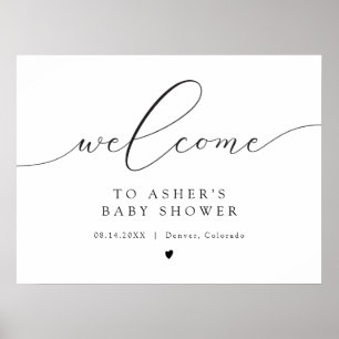 Poster Élégante carte de bienvenue pour baby shower en éc