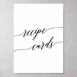 Poster Élégante Carte de recette de calligraphie noire