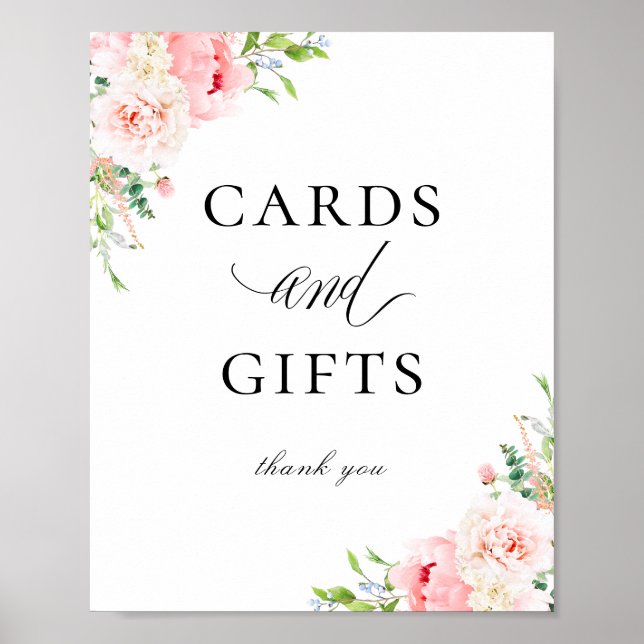Poster Élégante carte florale rose pâle - Cadeaux (Devant)