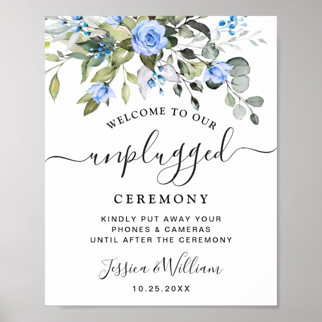 Poster Élégante cérémonie Mariage Eucalyptus Unplugged (Devant)