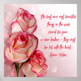 Poster Élégante citation Rose à deux tons Helen Keller