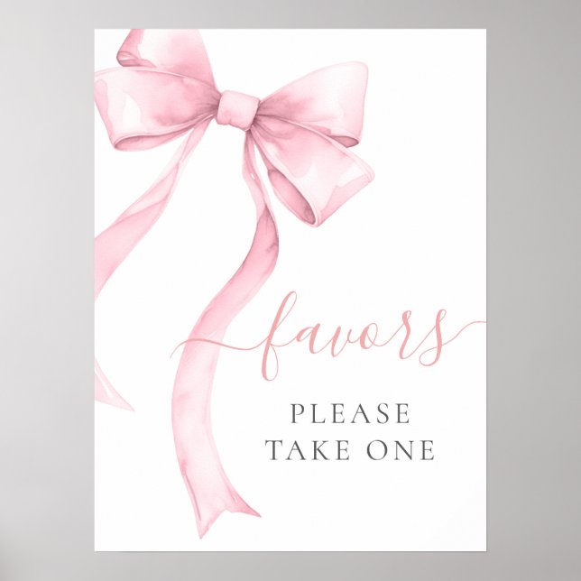 Poster Élégante Coquette Rose Bow Girl Baby Faveurs (Devant)