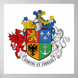 Poster Élégante crête héraldique - Fortis et Fidelis Mott