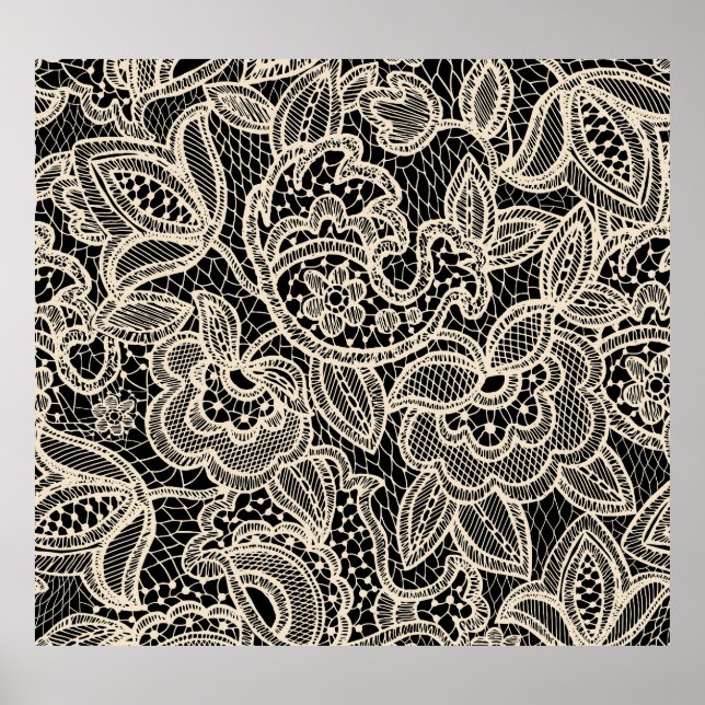 Poster Elégante dentelle sans couture Motif (Devant)